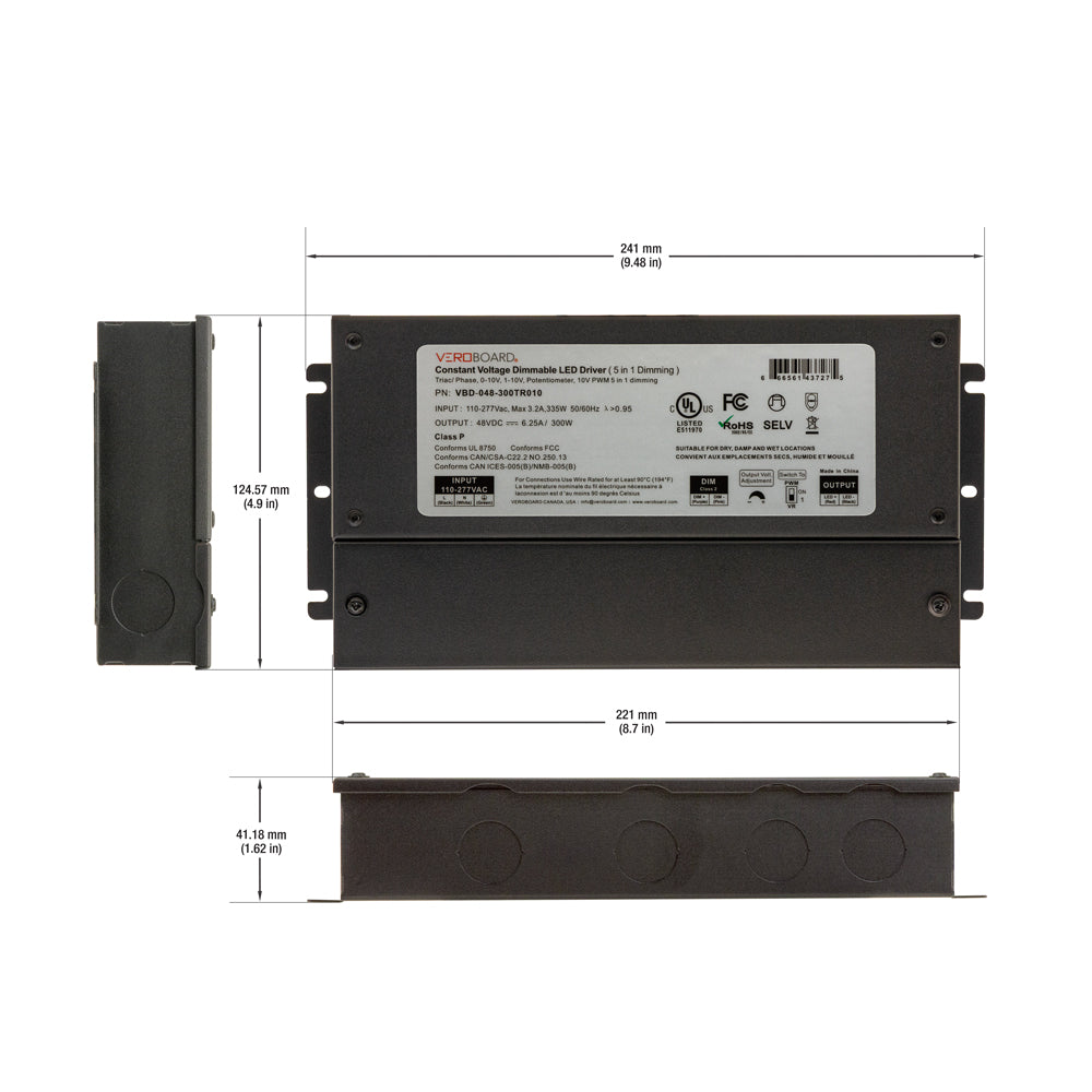 VBD-048-300TR010 5in1 Dimmable Constant Voltage LED Driver 48V 300W
