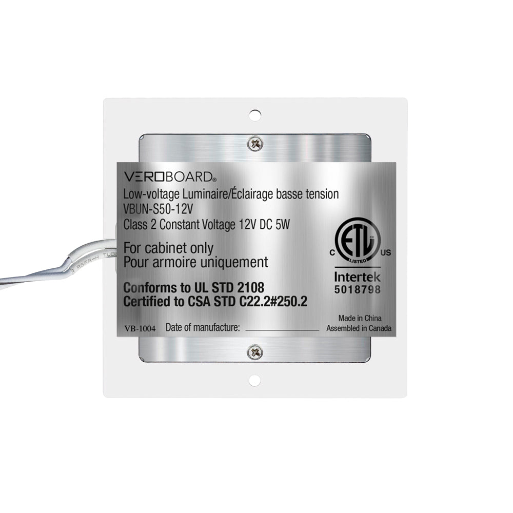 VBUN-S50-12V-WH Square Ultrathin Surface Mount Cabinet Light 12V 5W White