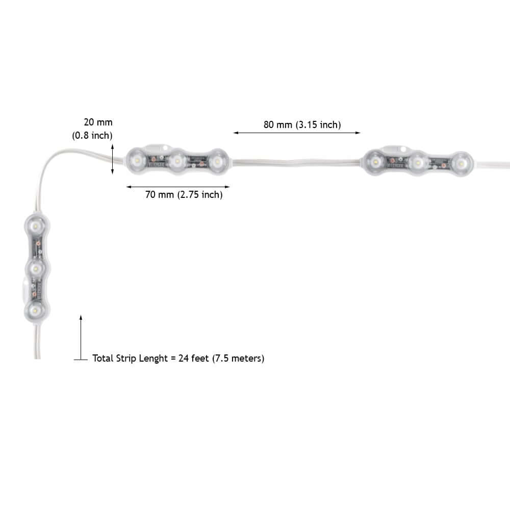 VBD-MDGL-2835-6500-3-12 Backlighting, 12V 3 LEDs, 6500K (Pack of 50)