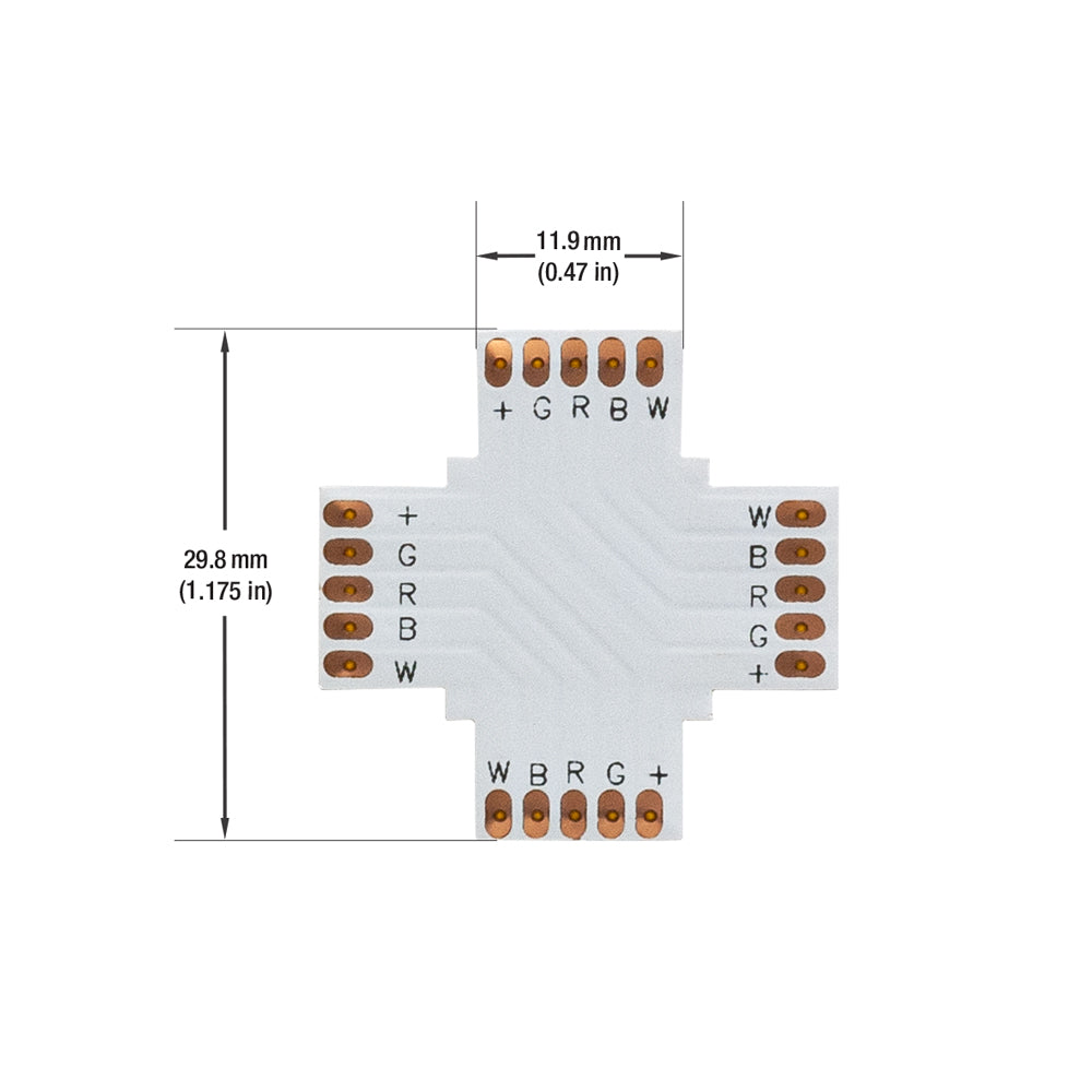 VBD-FPC12-C5A PCB type RGBW 4 Way Expansion Connector (12mm) (Pack of 3), Veroboard 