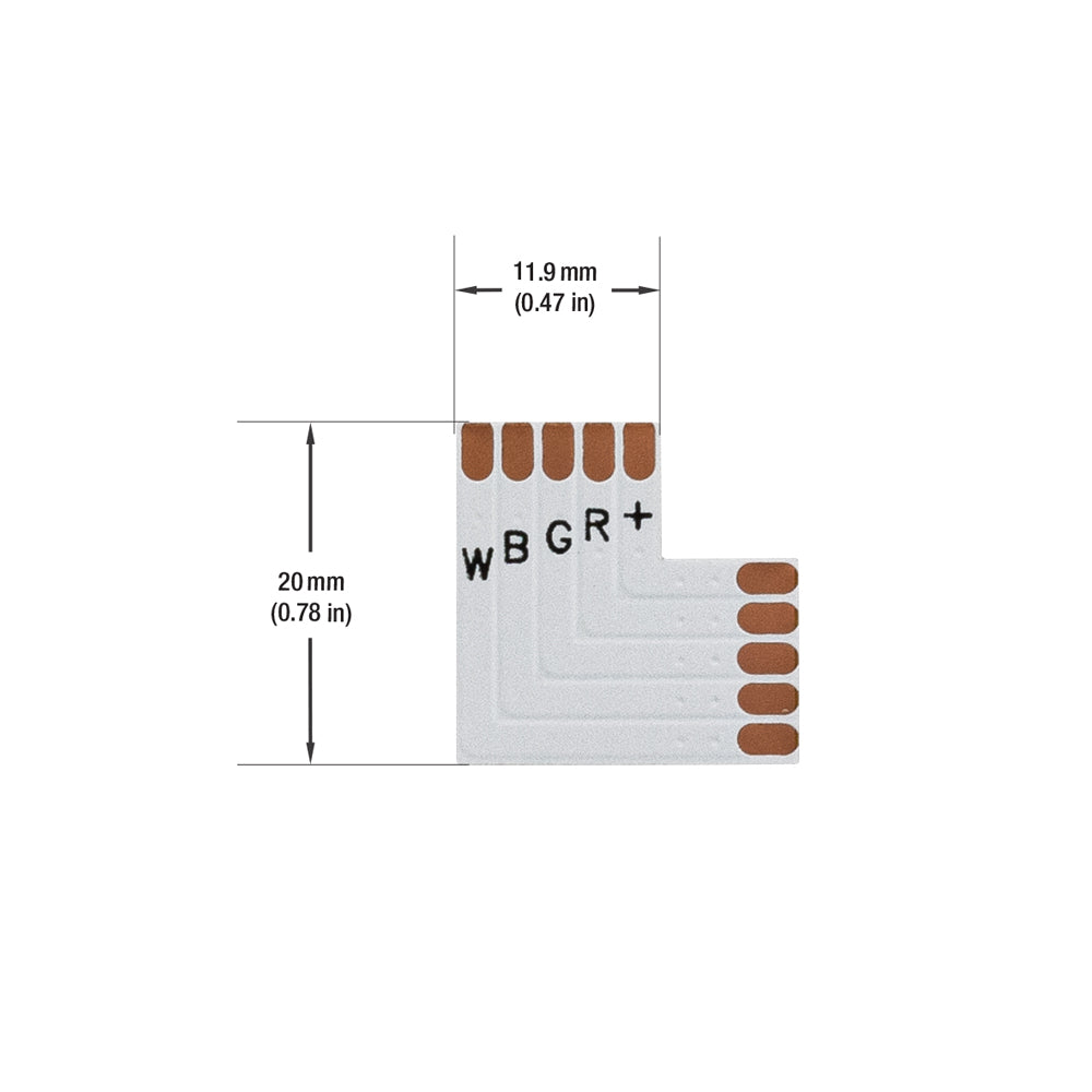 VBD-FPC12-L5A PCB Type RGBW L Shape Connector(12mm) (Pack of 3), Veroboard 