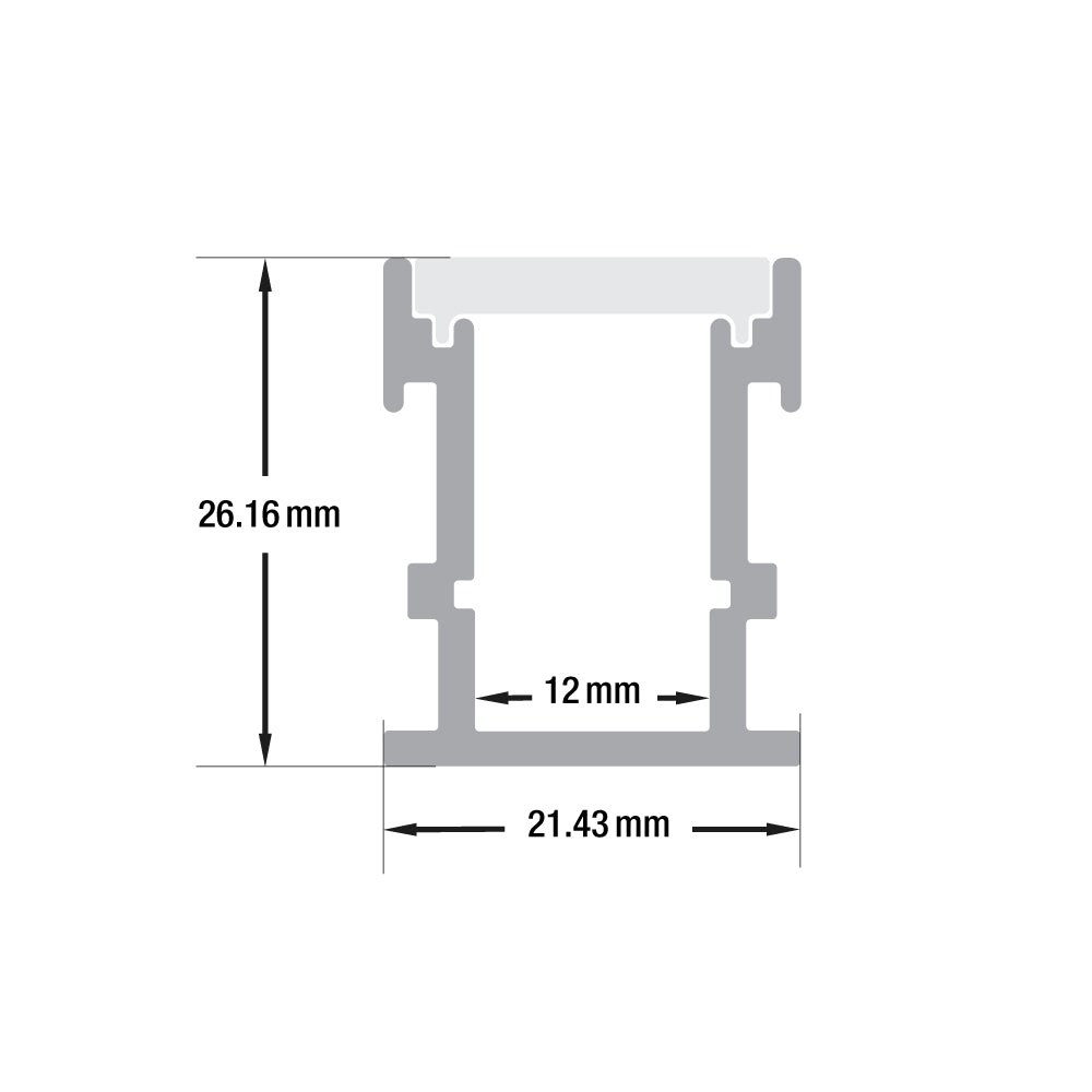 VBD-CH-W1 Walkway/Floor Diffuser Aluminum Channel 2Meters(78.7in) - veroboard
