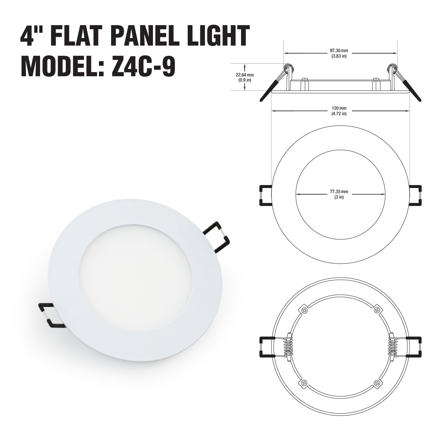 4 inch LED Flat Panel Light 3CCT Selectable Z4C-9, Veroboard