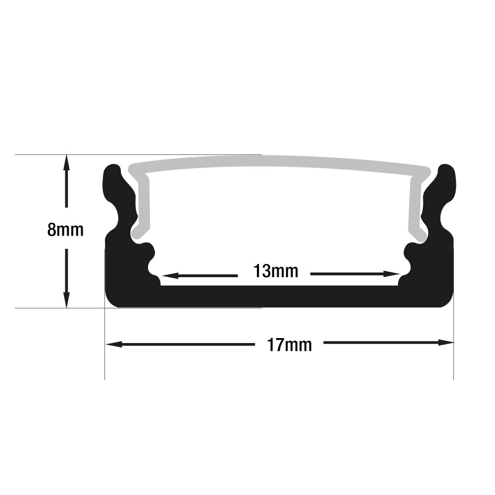 VBD-CH-S5B Black Low Profile Linear Aluminum Channel 2.4Meters(94.4in) and 3Meters(118in), Veroboard