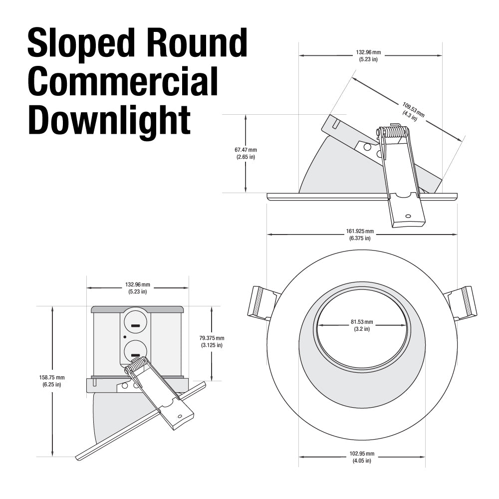 4 inch LED Commercial Downlight Sloped Ceiling Reflector Round Trim, Veroboard