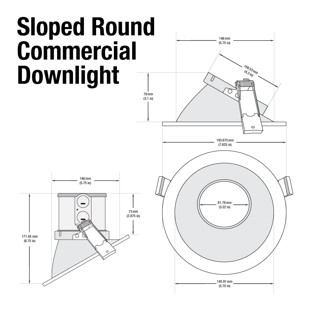 6 inch LED Commercial Downlight Sloped Ceiling Reflector Round Trim, Veroboard