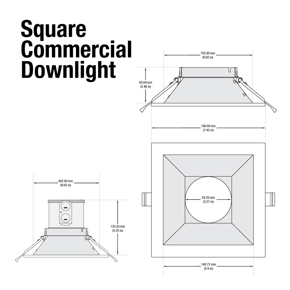 6 inch LED Commercial Downlight Reflector Square Trim, Veroboard