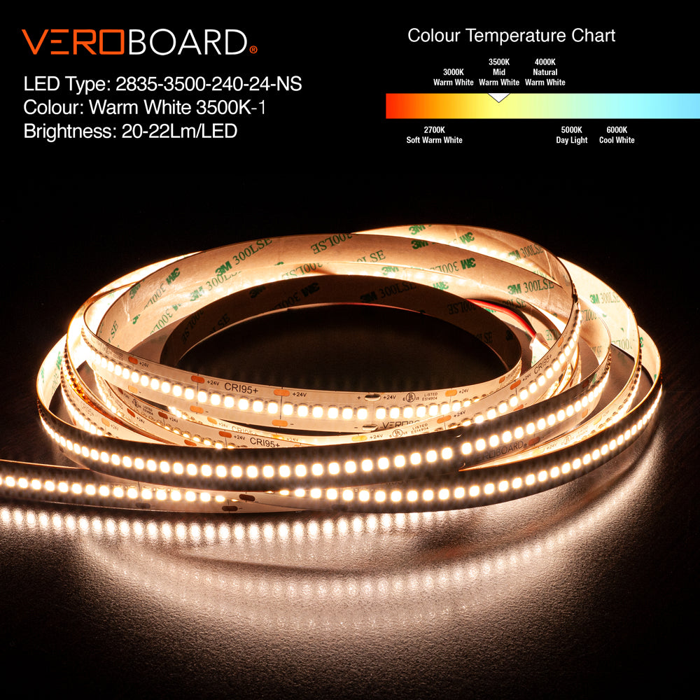 VBDFS-2835-xxxx-240-24-NS 5280Lm/m(1609Lm/ft) 28.8W/m(9W/ft) ( CCT(2.7K, 3K, 3.5K, 4K, 5K, 6K) led strip, led ribbon veroboard