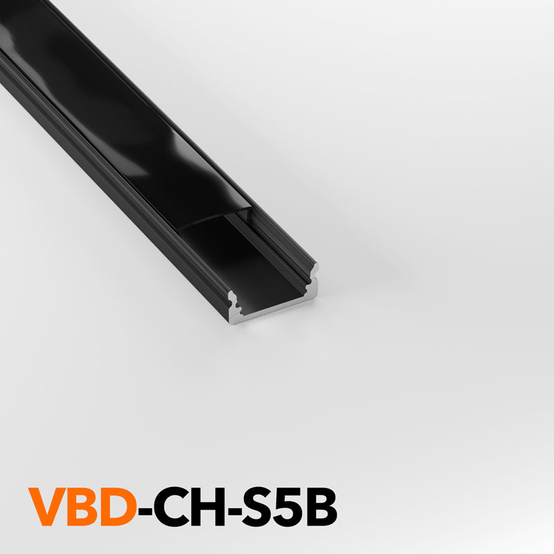 VBD-CH-S5B Black Low Profile Linear Aluminum Channel 2.4Meters(94.4in) and 3Meters(118in), Veroboard