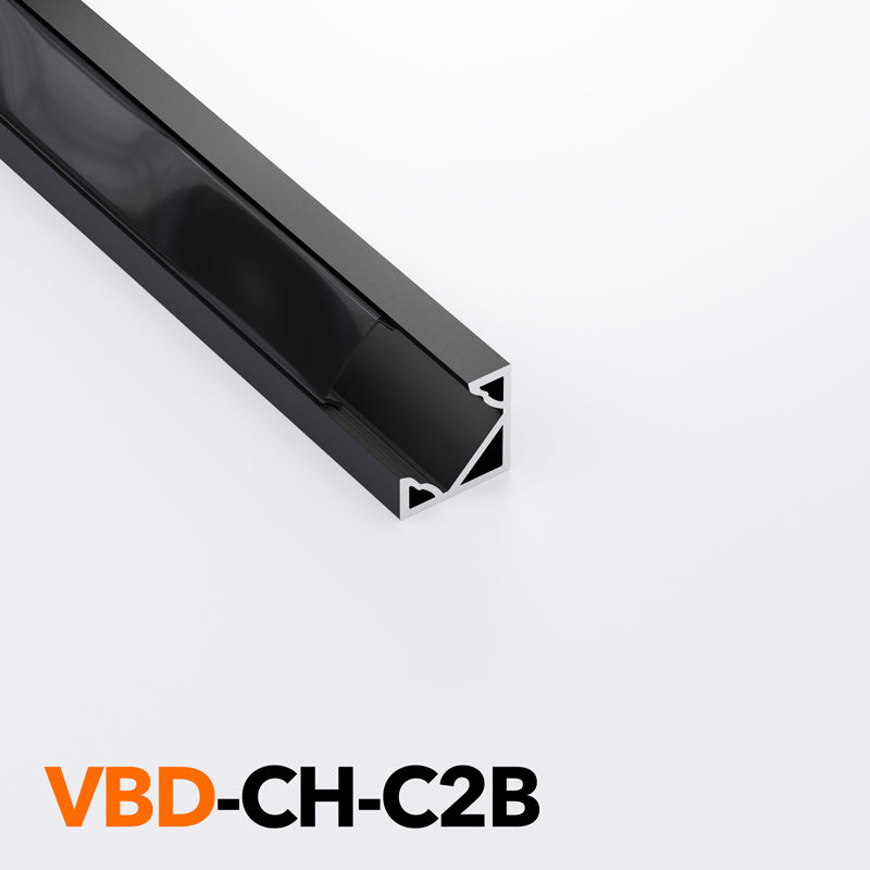VBD-CH-C2B Black Corner Mount Linear Aluminum Channel 2.4 Meters(94.4in) and 3Meters(118in), Veroboard