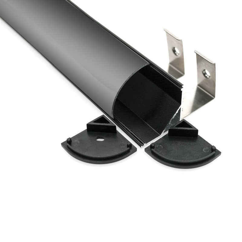 VBD-CH-C3B Black Corner Mount (Curve) Linear Aluminum Channel 2.4Meters(94.4in) and 3Meters(118in), Veroboard