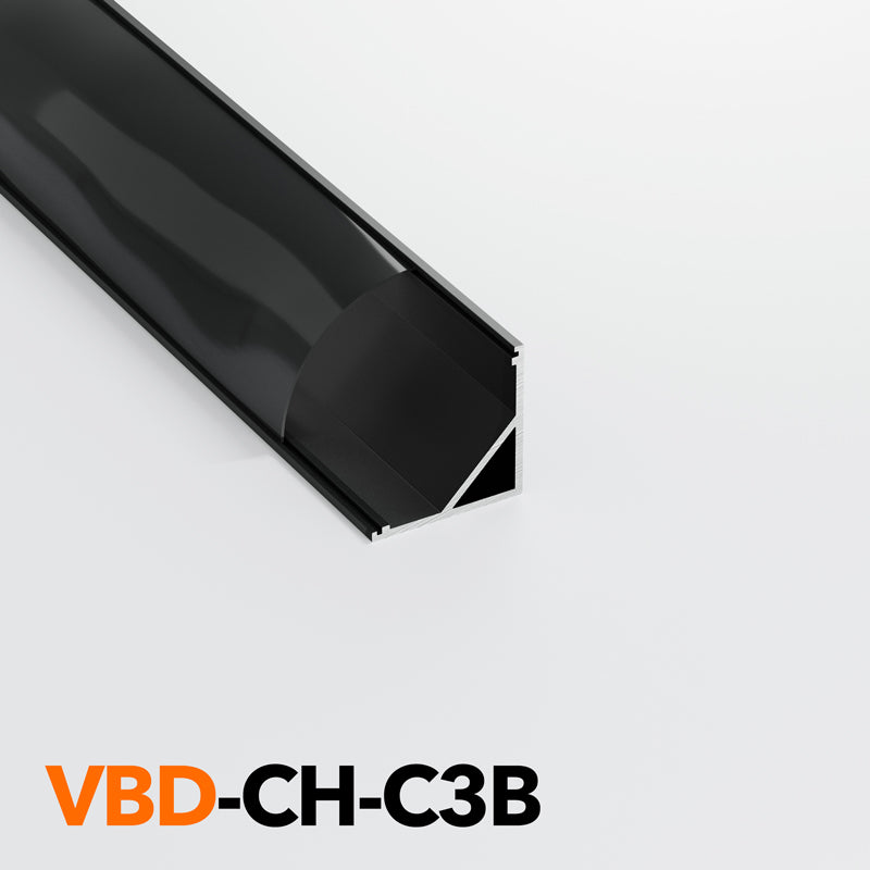 VBD-CH-C3B Black Corner Mount (Curve) Linear Aluminum Channel 2.4Meters(94.4in) and 3Meters(118in), Veroboard
