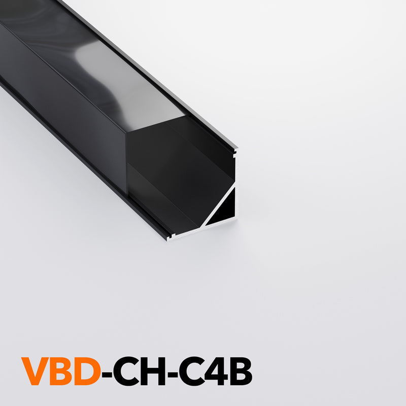 VBD-CH-C4B Black Corner Mount Square Linear Aluminum Channel 2.4Meters(94.4in) and 3Meters(118in), Veroboard