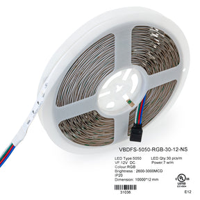 VBDFS-5050-RGB-30-12-NS Color Changing LED Strip, 7W/m(2W/ft) RGB led strip, led ribbon veroboard