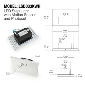 LSD033KWH Photocell LED Step light with Motion Sensor White, Veroboard