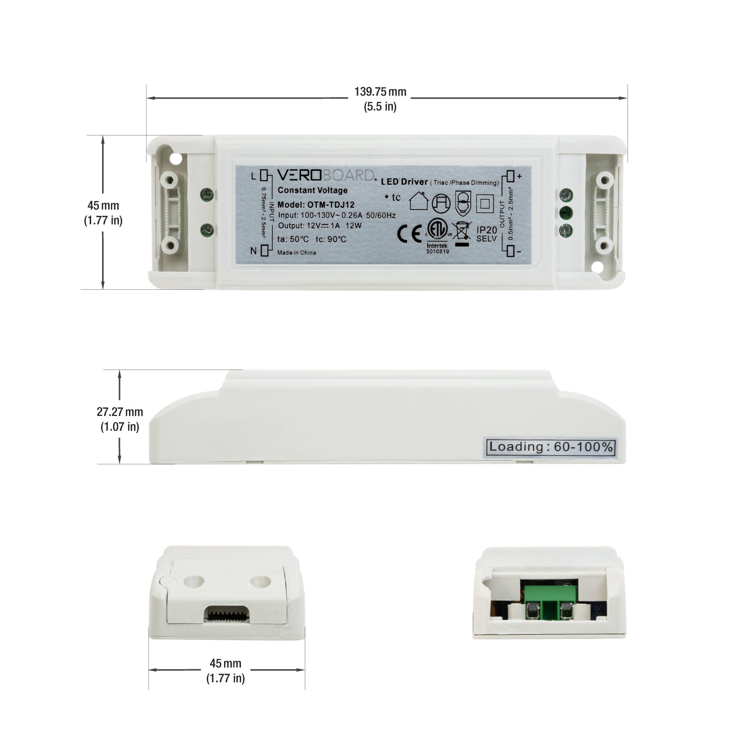 12V 12W CV Triac Dimmable LED Driver OTM-TDJ12