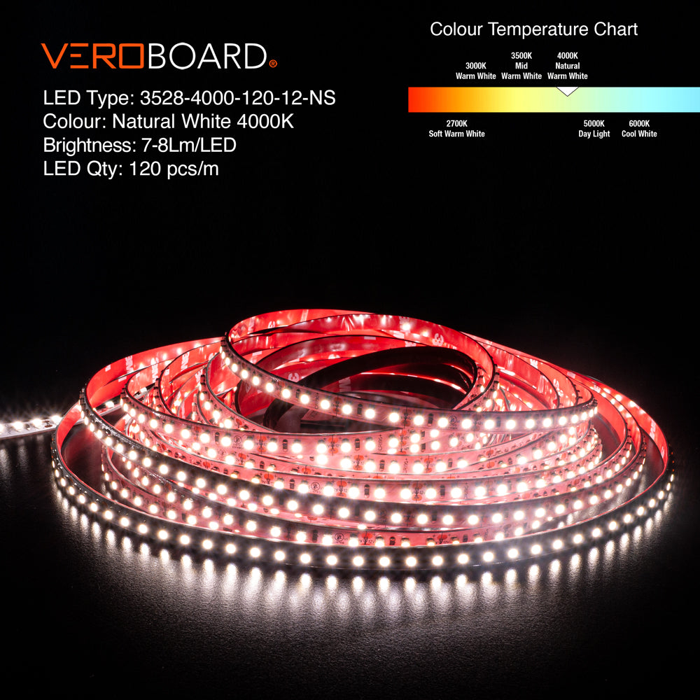 VBDFS-3528-xxxx-120-12-NS 960Lm/m(292Lm/ft) 9W/m(3W/ft) CCT(2.7K, 3K, 3.5K, 4K, 5K) led strip, led ribbon veroboard