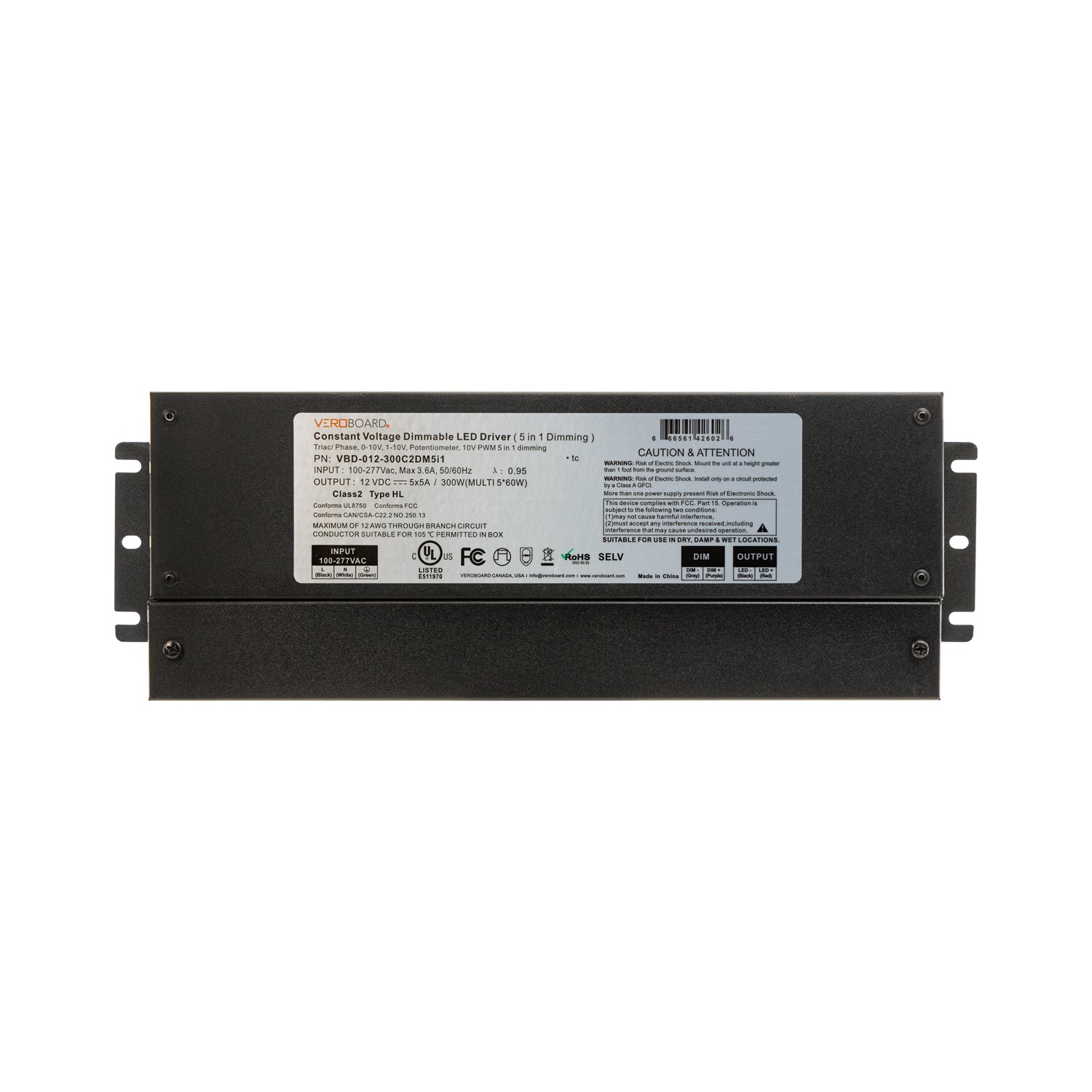 VBD-012-300C2DM5i1 Constant Voltage Dimmable Driver (5 in 1), Veroboard