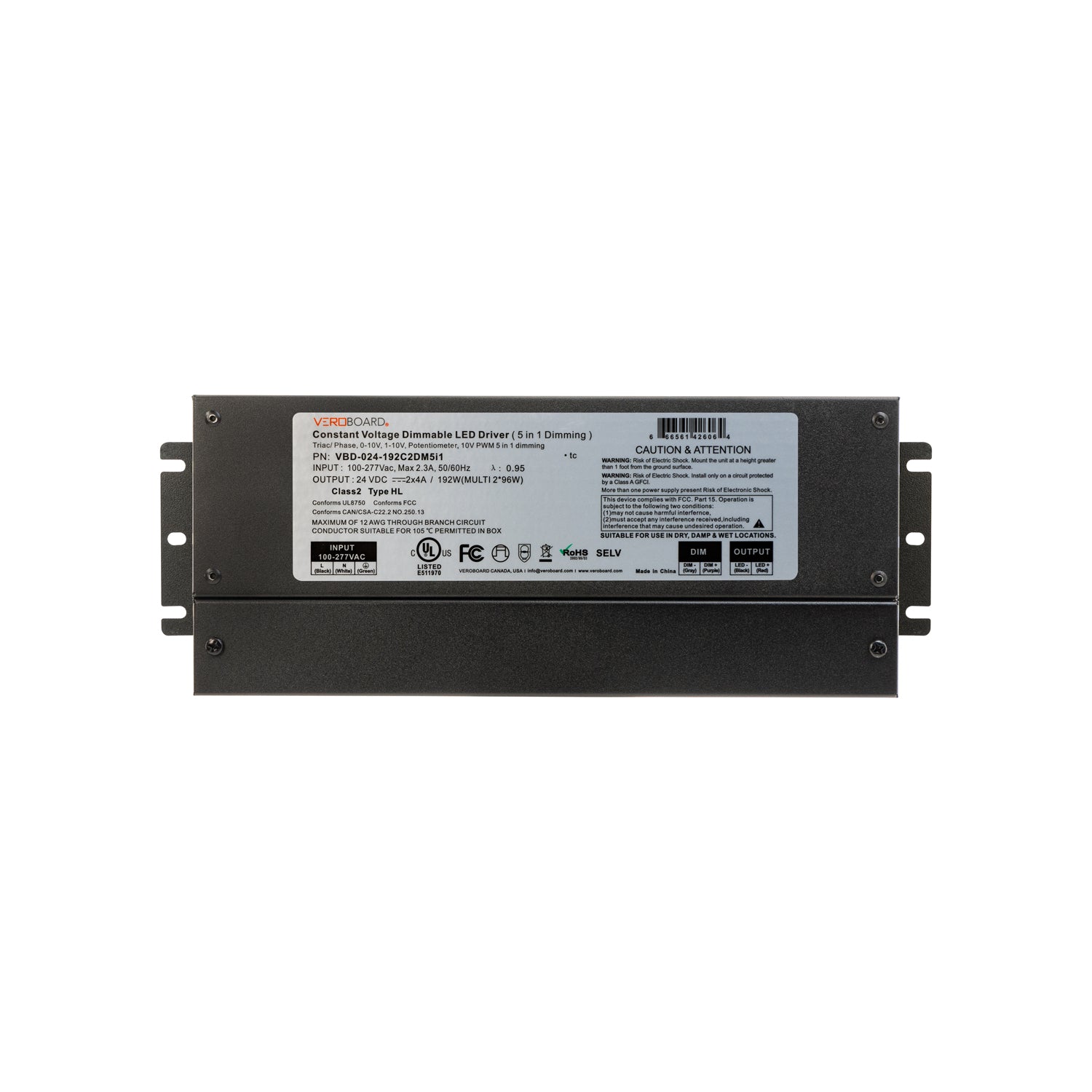 VBD-024-192C2DM5i1 Constant Voltage Dimmable Driver (5 in 1), Veroboard