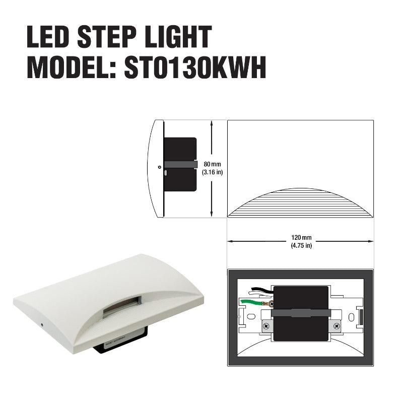 ST0130KWH LED Step Light Horizontal White, Veroboard