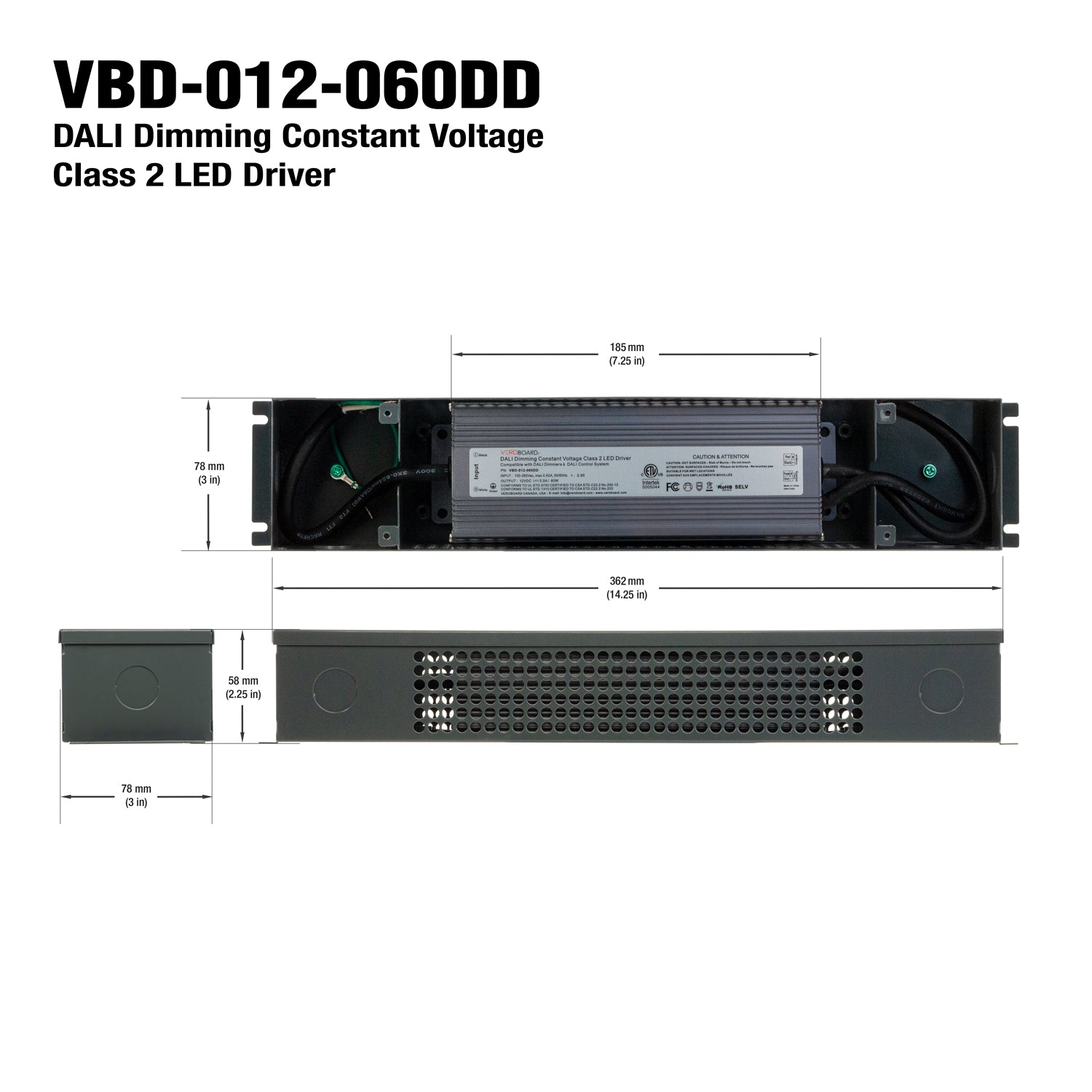 VBD-012-060DD Dali Dimmable Constant Voltage LED Driver, Veroboard