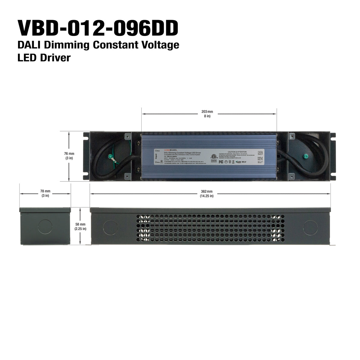 VBD-012-096DD Dali Dimmable Constant Voltage LED Driver, Veroboard