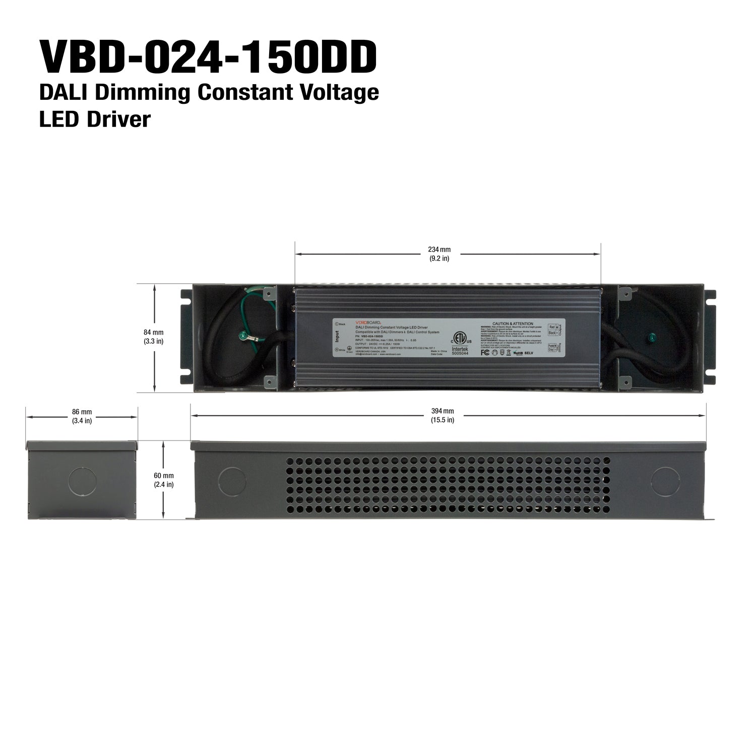 VBD-024-150DD Dali Dimmable Constant Voltage LED Driver, Veroboard