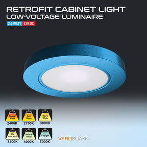 VBUN-R25-12V-Blue Retrofit Cabinet Light 12V 2.5W Matt Series, Veroboard