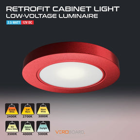 VBUN-R25-12V-Red Retrofit Cabinet Light 12V 2.5W Matt Series, Veroboard